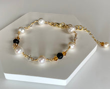 Freshwater Pearl crystal Gemstone beads Gold Bracelet