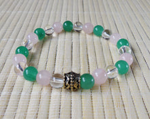 Green Aventurine, Rose Quartz, Clear Quartz Stone of Wealth, Love, Affinity, Fertility, Protection Crystal Beads Bracelet