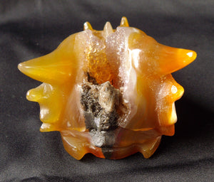 Orange Agate Geode Realistic Dragon Head Skull Crystal Sculpture AG10177