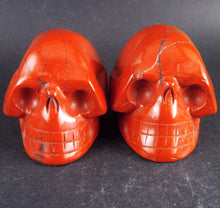 Twin Red Jasper Stone Crystal Skull Hand Carved Sculptures