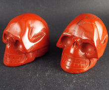 Twin Red Jasper Stone Crystal Skull Hand Carved Sculptures