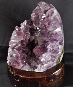 Brazil Amethyst Quartz Crystal Geode Mineral Specimen W/ Display Stand