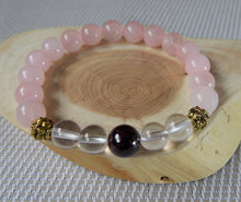 Rose Quartz, Quartz, Garnet Crystal Beads Stretchable Bracelet BRAC10104