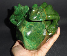 Large African Jade Green Garnet Hand Carved Frogs Crystal Stone Sculpture