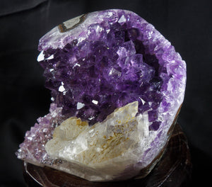 Triple Color Uruguay Amethyst Calcite Cacoxenite Geothite Quartz Geode Crystal Mineral Specimen