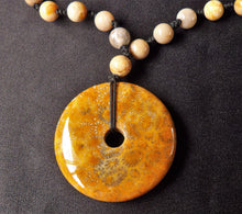 Sea Fossil Coral Jade Indonesia Crystal Stone Pendant with Beads Necklace - CJ10116