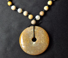 Sea Fossil Coral Jade Indonesia Crystal Stone Pendant with Beads Necklace - CJ10117