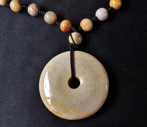 Sea Fossil Coral Jade Indonesia Crystal Stone Pendant with Beads Necklace - CJ10118