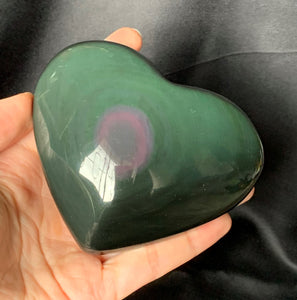 Big Rainbow Obsidian Heart Crystal Stone Palm Stone - OB10252