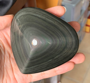 Big Rainbow Obsidian Heart Crystal Stone Palm Stone - OB10253