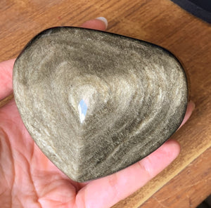 Big Gold Sheen Obsidian Heart Crystal Stone Palm Stone - GOB10164