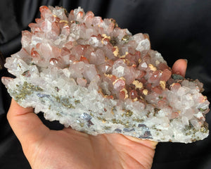 Big Raw Red Hematite Quartz w Chalcopyrite Sphalerite Dolomite Crystal Geode Cluster Mineral Specimen