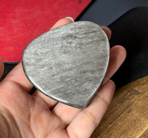 Silver Sheen Obsidian Heart Crystal Palm Stone Decor - SOB10128