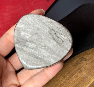 Silver Sheen Obsidian Heart Crystal Palm Stone Decor - SOB10128