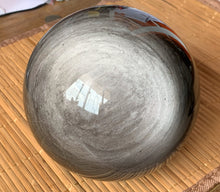 135mm Large Silver Sheen Obsidian Crystal Sphere Stone Decor - SOB10129