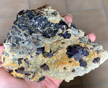 Purple Fluorite and Gold Pyrite Crystal Matrix Cluster Mineral Specimen FLR10298