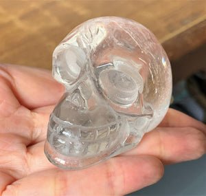 Top Clear  Quartz Stone Crystal Skull Hand Carved Sculpture CQ10266