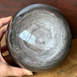 Rare Super Large Silver Sheen Obsidian Crystal Sphere Stone Decor - SOB10160