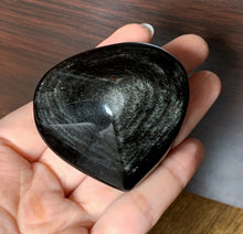 Mexico Silver Obsidian Polished Heart Shape Crystal Tumble Stone Palm Stone Decor - SOB10145