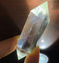 Rare Natural Clear Blue Rutile Quartz Phantom 6 Sided Facet Vogel Double Terminated Crystal Point Wand