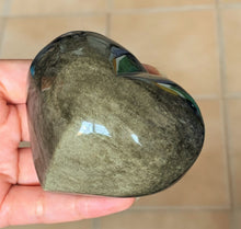 Big Gold Sheen Obsidian Heart Crystal Stone Palm Stone - GOB10158