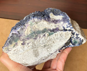 Large Raw Gemmy Blue Fluorite Quartz Matrix Crystal Mineral Specimen FLR10333