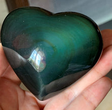 Black Rainbow Obsidian Heart Shape Crystal Stone Healing Crystal Palm Stone - OB10312