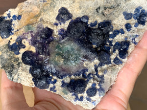 Big Raw Gemmy Rainbow Blue Fluorite Quartz Matrix Crystal Mineral Specimen FLR10334