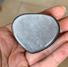 Silver Sheen Obsidian Heart Crystal Palm Stone