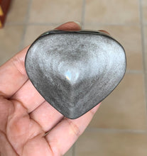 Silver Sheen Obsidian Heart Crystal Palm Stone