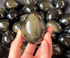 Gold Sheen Obsidian Egg Polished Crystal Stone Decor