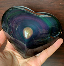 Top Large Rainbow Obsidian Polished Stone Crystal Heart - OB10320