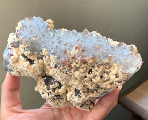 Rare Red Hematite Quartz w Chalcopyrite Dolomite Crystal Geode Cluster Mineral Specimen