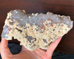 Rare Red Hematite Quartz w Chalcopyrite Dolomite Crystal Geode Cluster Mineral Specimen