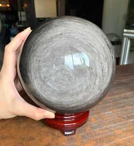 Large Silver Sheen Obsidian Crystal Sphere - SOB10161