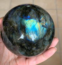 Large Flashy Blue Rainbow Labradorite Crystal Sphere LAB10185