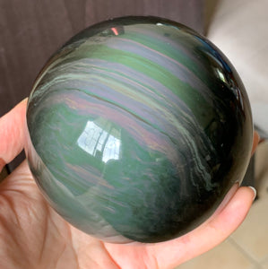 Large Rainbow Obsidian Polished Crystal Sphere Crystal Sphere - OB10319