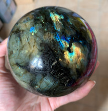 Large Flashy Blue Rainbow Labradorite Crystal Sphere LAB10188