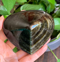 Big Gold Sheen Obsidian Heart Crystal Stone Palm Stone - GOB10165