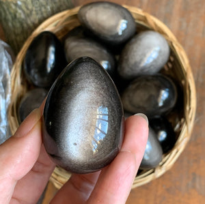 Silver Sheen Obsidian Egg Crystal Stone