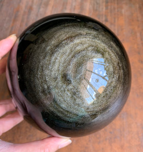 Large Gold Sheen Obsidian Stone Crystal Sphere - GOB10195