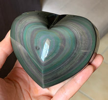 Big Rainbow Obsidian Heart Crystal Stone Palm Stone - OB10252