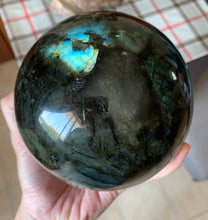Large Flashy Blue Rainbow Labradorite Crystal Sphere LAB10186