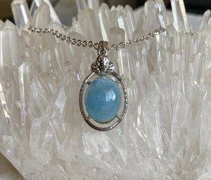 Natural Aquamarine Gemstone Silver Pendant Necklace Jewelry AQP10104