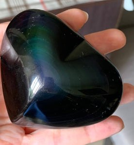 Big Rainbow Obsidian Heart Crystal Stone Palm Stone - OB10352