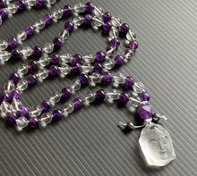 108 Mala Bead Amethyst Clear Quartz Smoky Quartz Laughing Buddha Gemstone Bead Hand-knotted Necklace