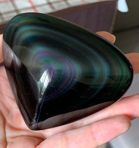 Big Rainbow Obsidian Heart Crystal Stone Palm Stone - OB10346