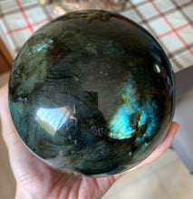 Large Flashy Blue Rainbow Labradorite Crystal Sphere LAB10186