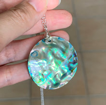 Rainbow Paua Abalone Shell Silver Pendant Necklace Jewelry