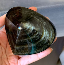 Big Gold Sheen Obsidian Heart Crystal Stone Palm Stone - GOB10165
